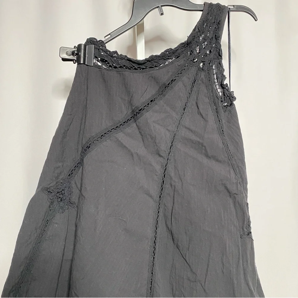 Free People Lace Trim One Shoulder Mini Dress Black • XS - Picture 4 of 8